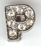 1 9mm Silver Slider with Rhinestones - Letter "P"